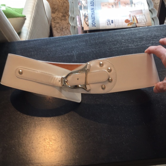 NWOT: Celine white leather silver buckle belt - Picture 2 of 5